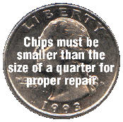 Quarter Measurement - Windshield Chip Repair Size