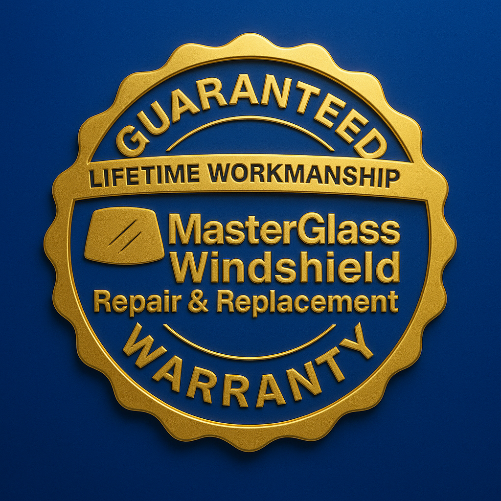 Lifetime workmanship warranty badge for Master Glass Aliso Viejo